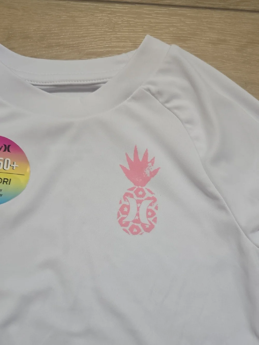 Hurley Boys 2-Piece Pineapple Swim Set White & Pink UPF 50+ H20 Dri 2t